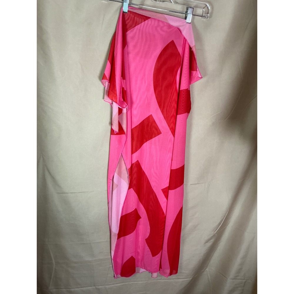 Large Burkini Modest Swimsuit Women 4 Piece Set Pink Red Excellent Geometric - Picture 7 of 16